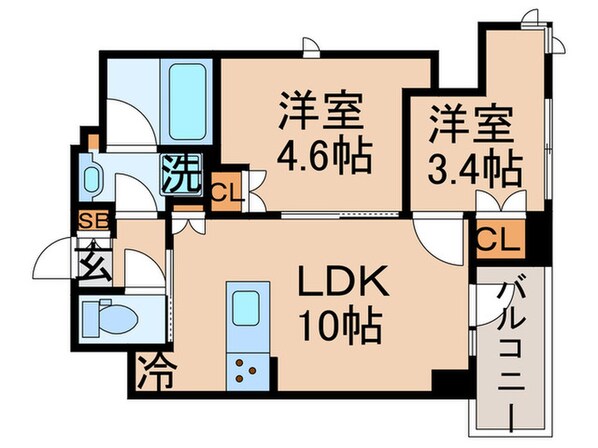 クリオラベルヴィ新富町の物件間取画像